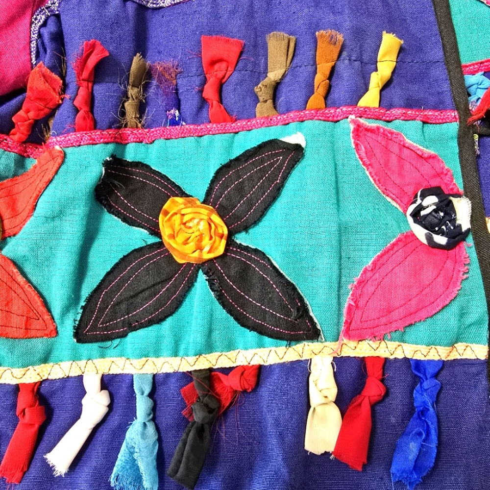 VTG Allure Patchwork Art to Wear Artsy Womens Jacket Size L Boho Chic Cottage - Picture 7 of 13